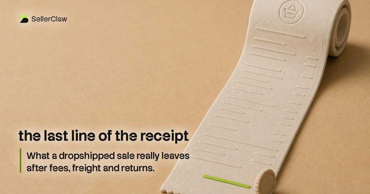 Cover: what a dropshipped sale leaves at the bottom of the receipt